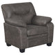 Sillón Meagan tapizado con brazos acolchados, color carbón