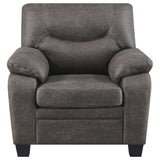 Sillón Meagan tapizado con brazos acolchados, color carbón