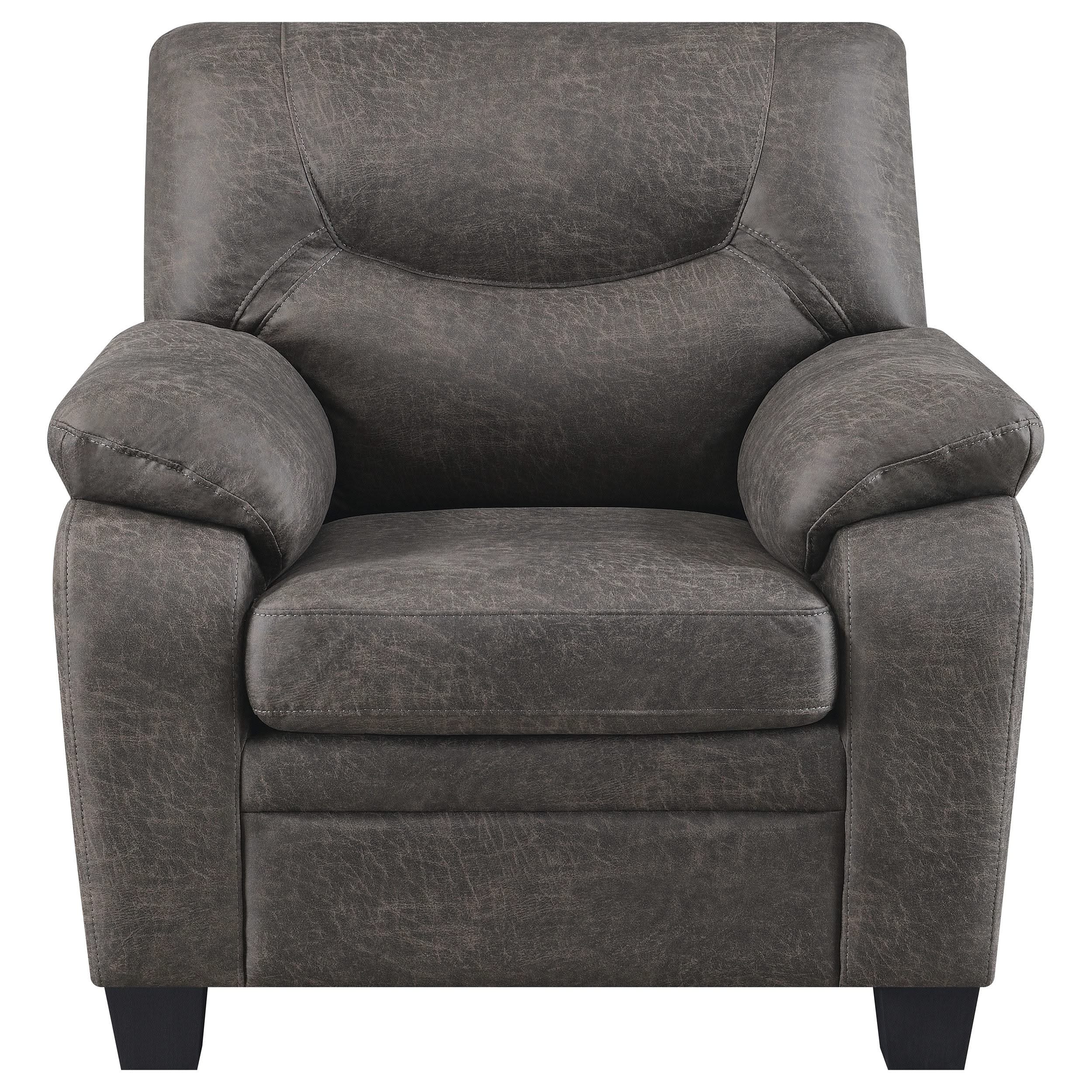 Sillón Meagan tapizado con brazos acolchados, color carbón