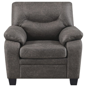 Sillón Meagan tapizado con brazos acolchados, color carbón