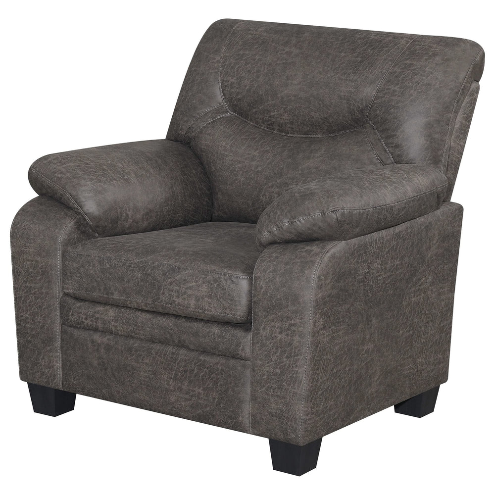 Sillón Meagan tapizado con brazos acolchados, color carbón