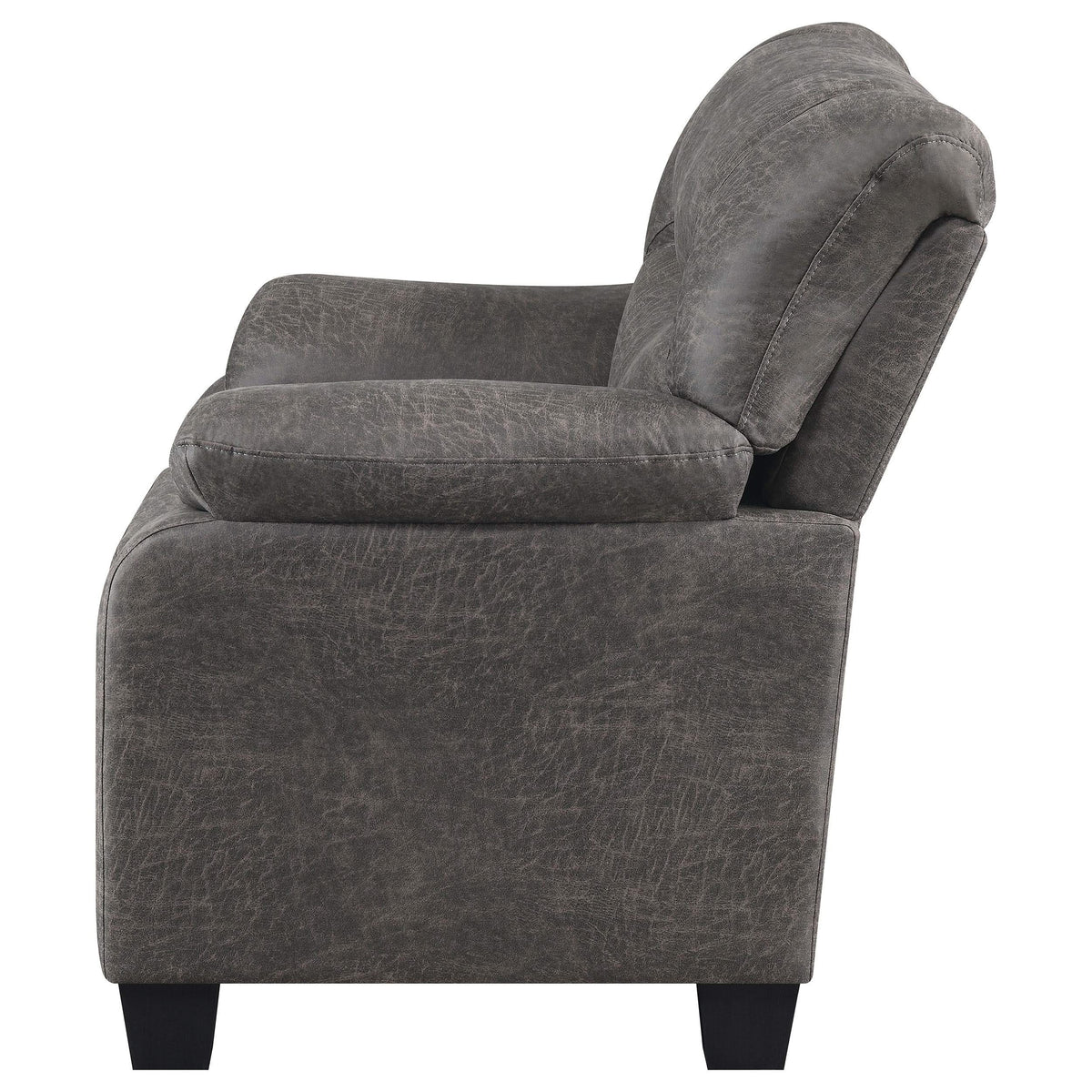 Sillón Meagan tapizado con brazos acolchados, color carbón