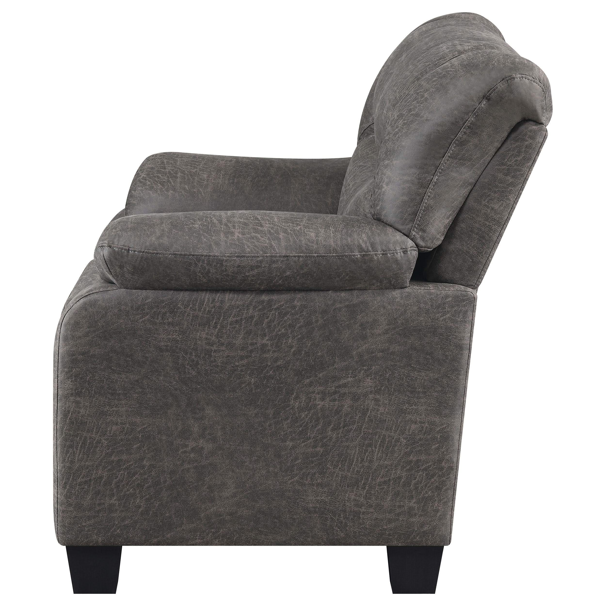 Sillón Meagan tapizado con brazos acolchados, color carbón