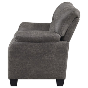 Sillón Meagan tapizado con brazos acolchados, color carbón