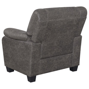 Sillón Meagan tapizado con brazos acolchados, color carbón