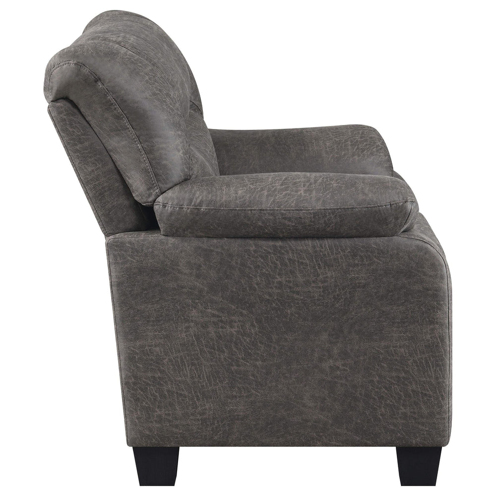 Sillón Meagan tapizado con brazos acolchados, color carbón