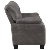 Sillón Meagan tapizado con brazos acolchados, color carbón