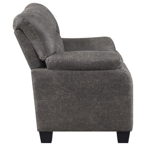 Sillón Meagan tapizado con brazos acolchados, color carbón
