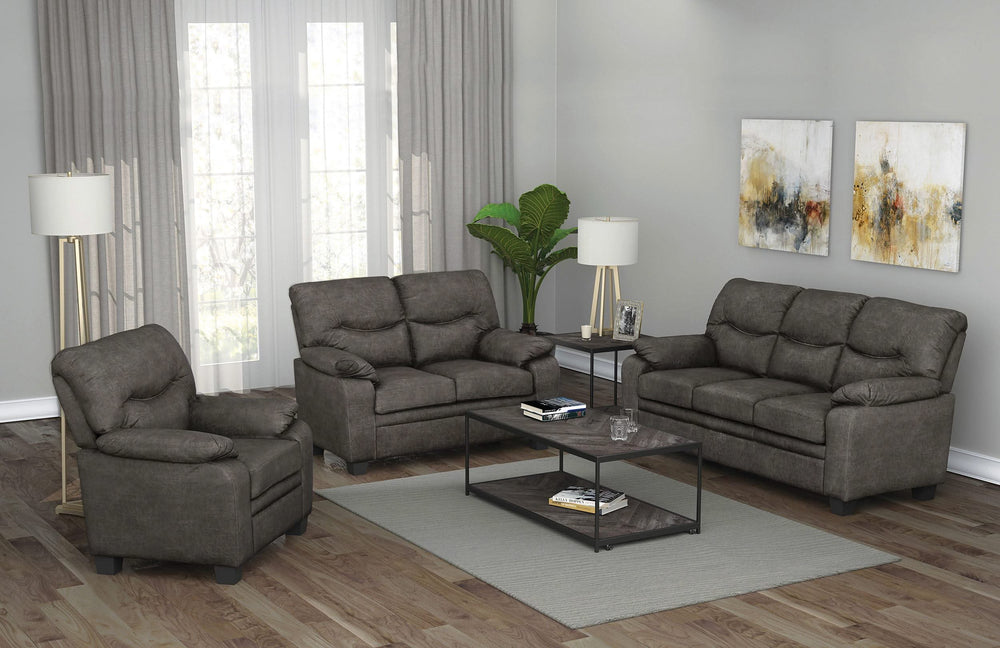 Sillón Meagan tapizado con brazos acolchados, color carbón