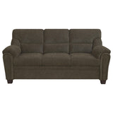Sofá tapizado Clementine con brazos acolchados, color marrón