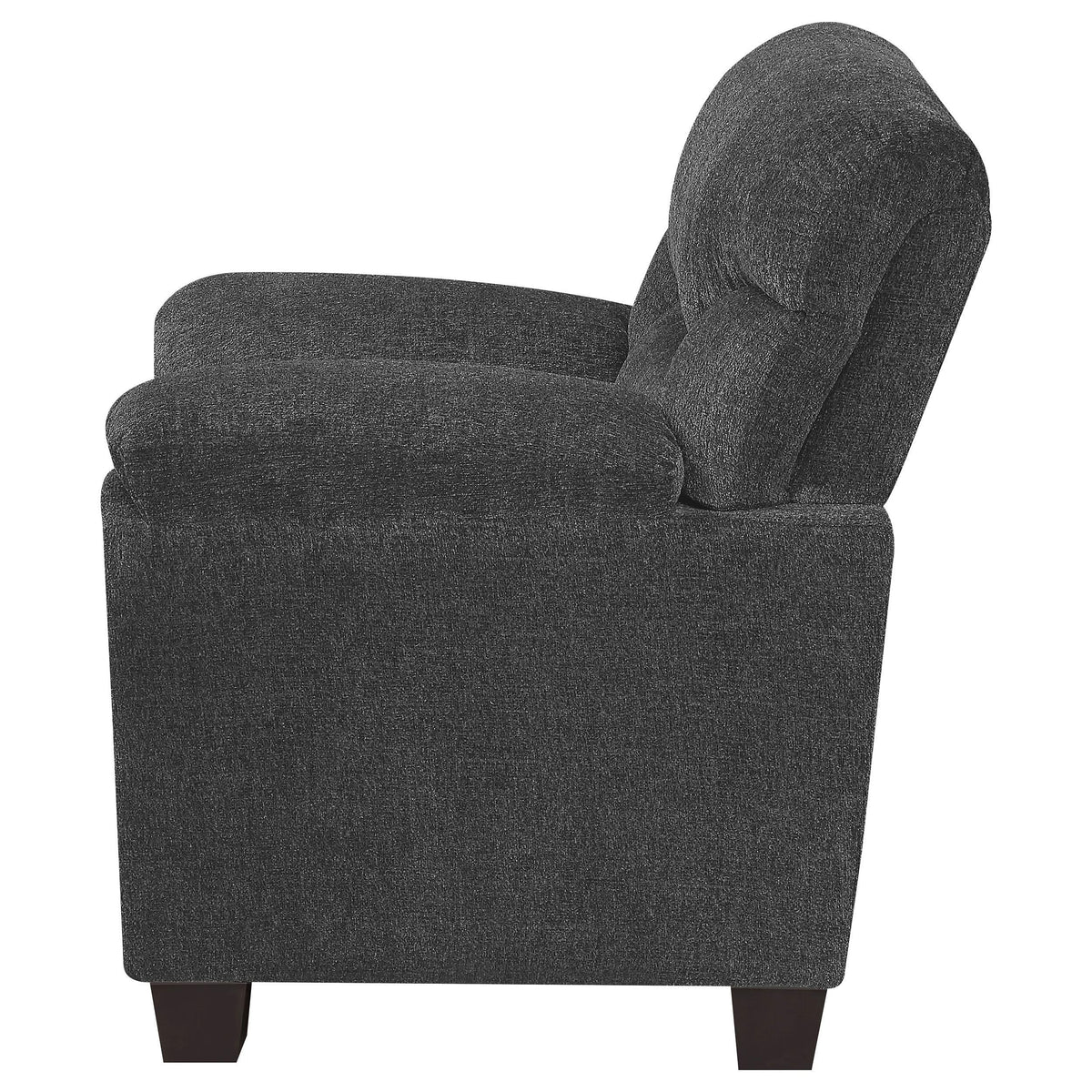 Sillón tapizado Clementine con brazos acolchados, color gris