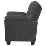 Sillón tapizado Clementine con brazos acolchados, color gris