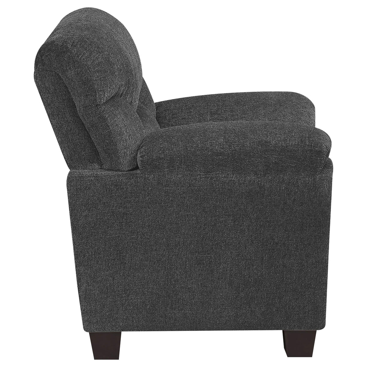 Sillón tapizado Clementine con brazos acolchados, color gris