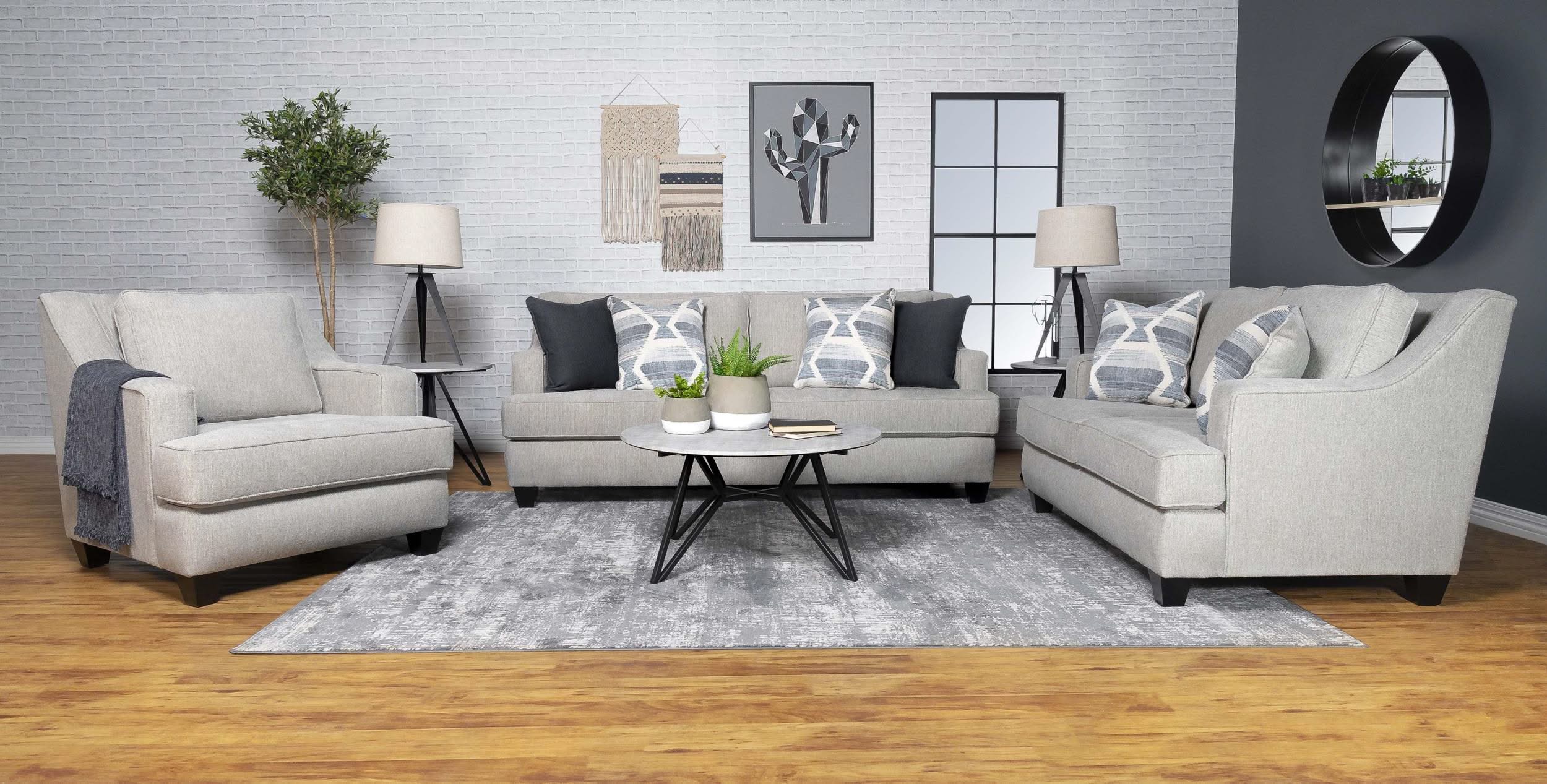 Modern Upholstered Sloped Arm Accent Chair Grey