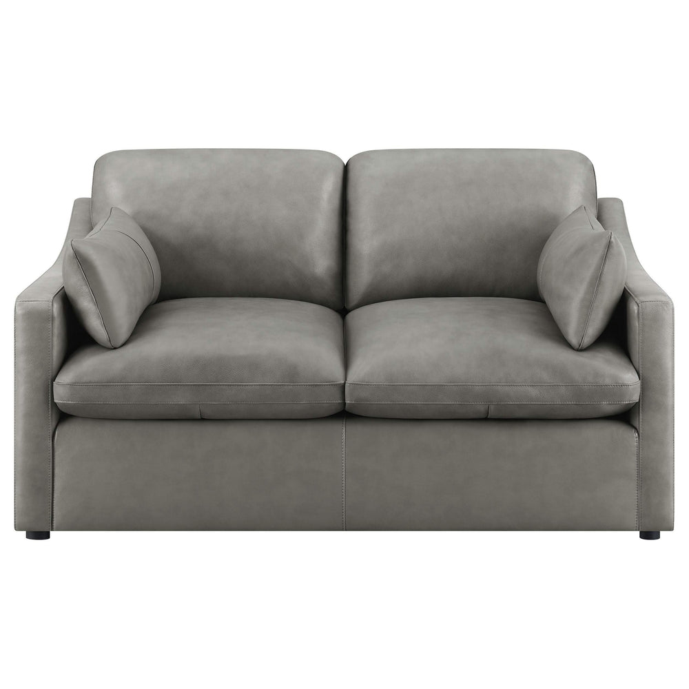 Juego de sala de estar tapizado de 2 piezas con brazos inclinados Grayson, gris