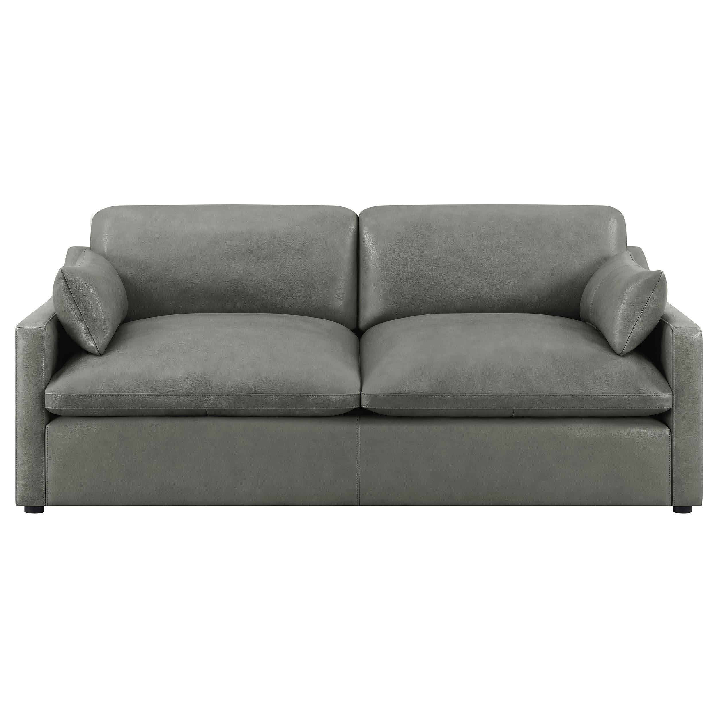 Grayson Leather Upholstered Sloped Arm Sofa Grey