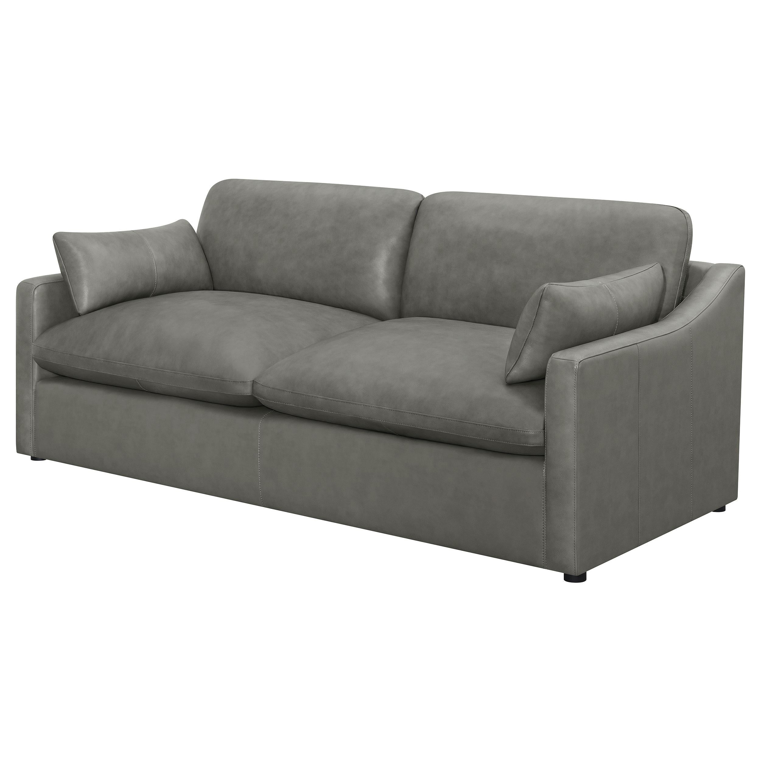 Grayson Leather Upholstered Sloped Arm Sofa Grey