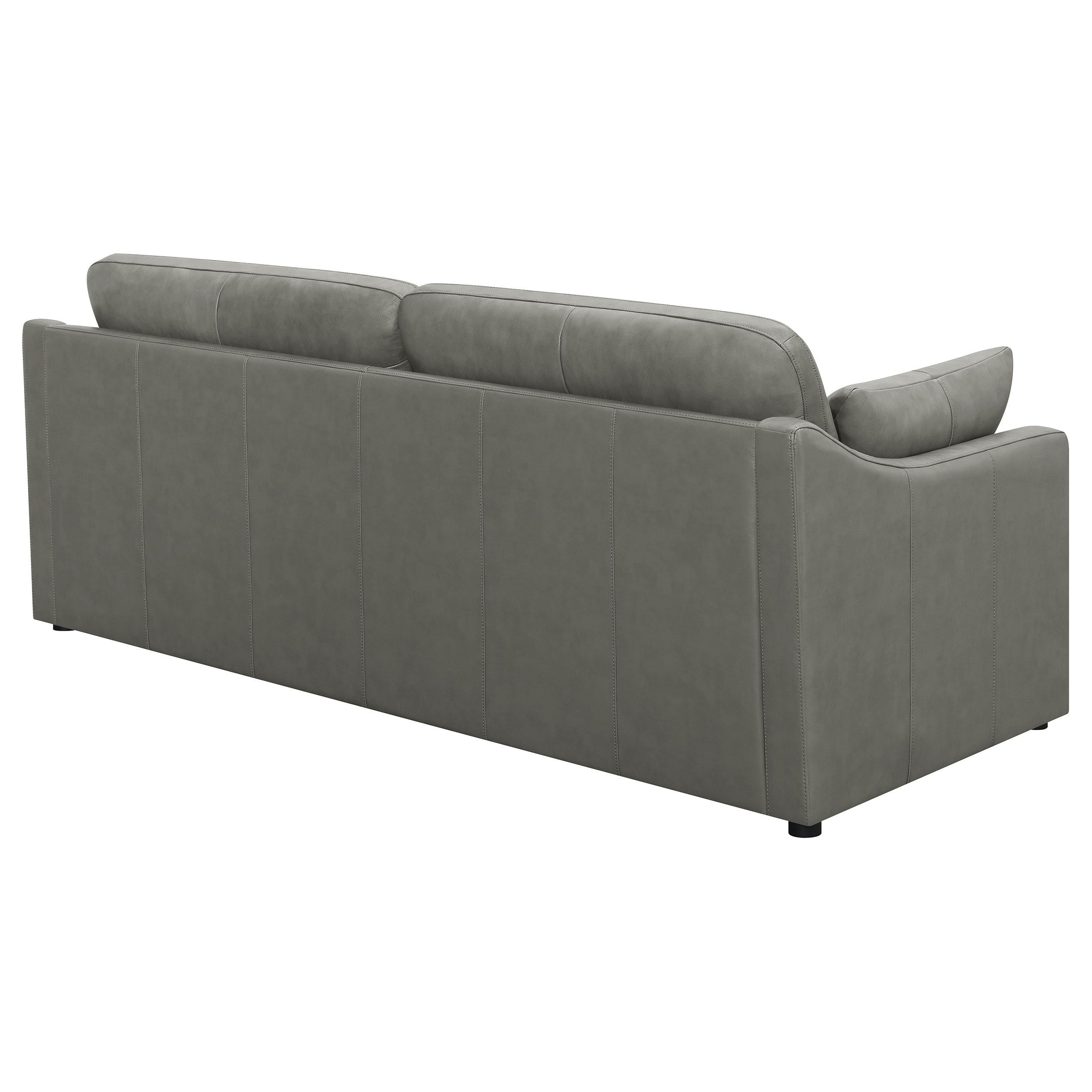 Grayson Leather Upholstered Sloped Arm Sofa Grey