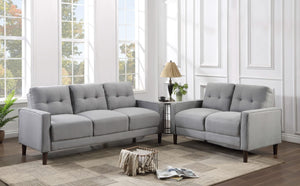 Conjunto de sofá capitoné Bowen de 2 piezas tapizado con brazos, color gris
