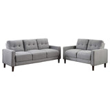 Conjunto de sofá capitoné Bowen de 2 piezas tapizado con brazos, color gris