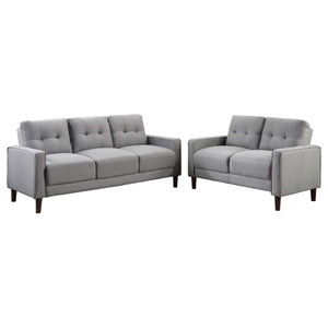 Conjunto de sofá capitoné Bowen de 2 piezas tapizado con brazos, color gris