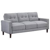 Conjunto de sofá capitoné Bowen de 2 piezas tapizado con brazos, color gris