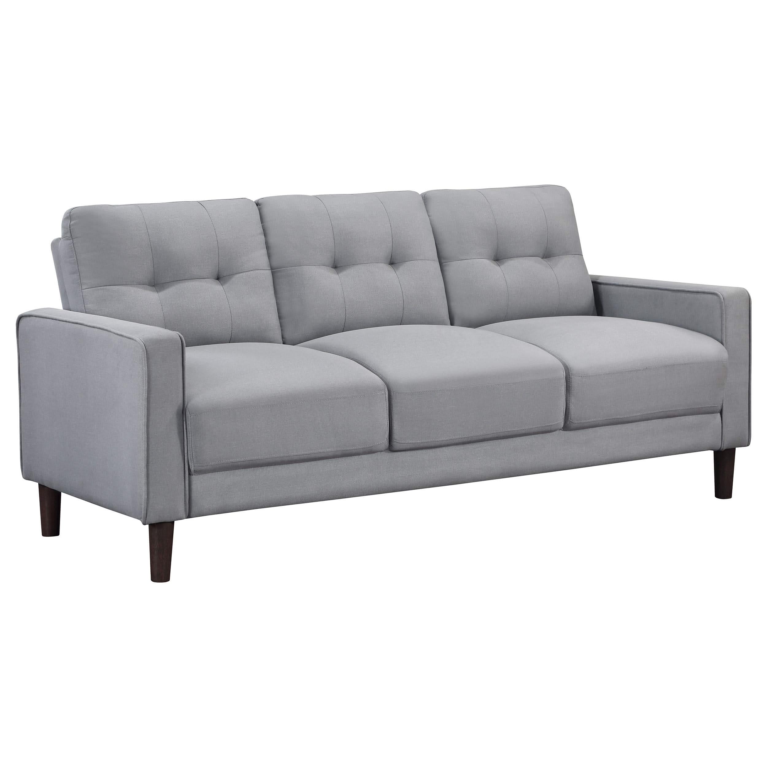 Conjunto de sofá capitoné Bowen de 2 piezas tapizado con brazos, color gris