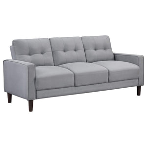 Conjunto de sofá capitoné Bowen de 2 piezas tapizado con brazos, color gris