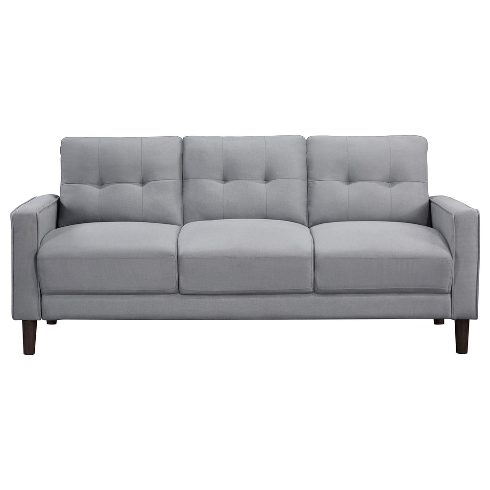 Conjunto de sofá capitoné Bowen de 2 piezas tapizado con brazos, color gris