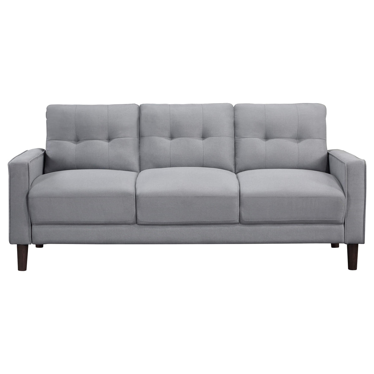 Conjunto de sofá capitoné Bowen de 2 piezas tapizado con brazos, color gris