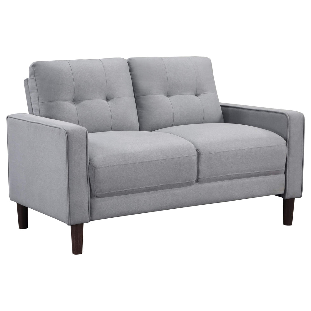 Conjunto de sofá capitoné Bowen de 2 piezas tapizado con brazos, color gris