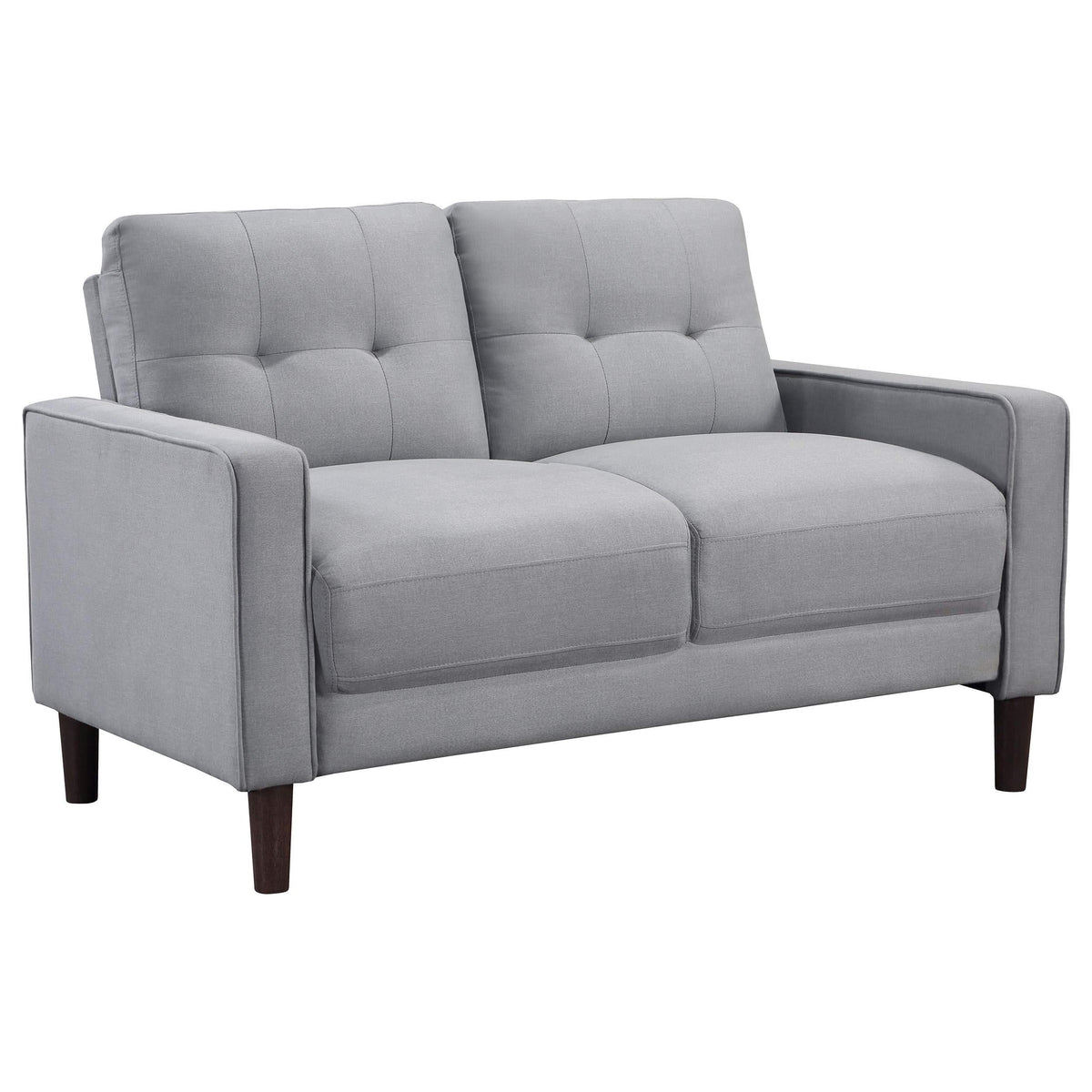 Conjunto de sofá capitoné Bowen de 2 piezas tapizado con brazos, color gris