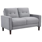 Conjunto de sofá capitoné Bowen de 2 piezas tapizado con brazos, color gris
