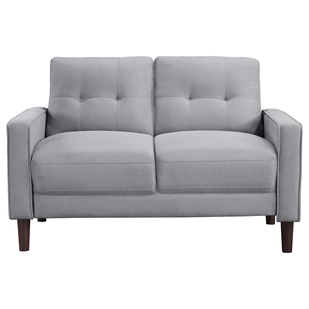 Conjunto de sofá capitoné Bowen de 2 piezas tapizado con brazos, color gris