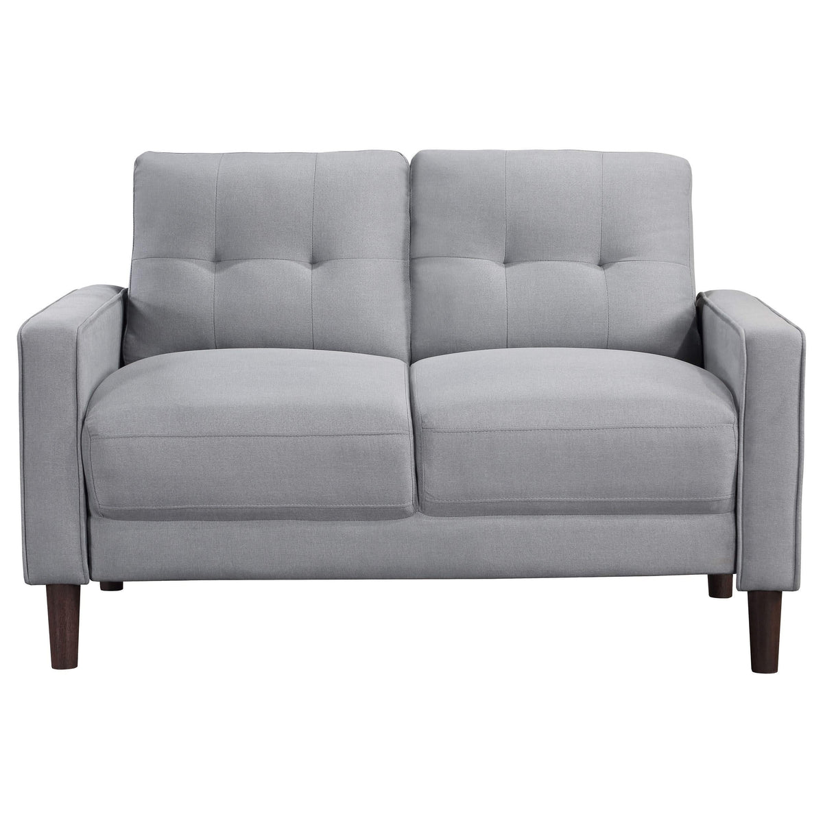 Conjunto de sofá capitoné Bowen de 2 piezas tapizado con brazos, color gris