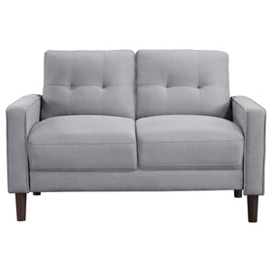 Conjunto de sofá capitoné Bowen de 2 piezas tapizado con brazos, color gris