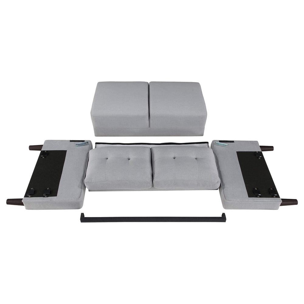 Conjunto de sofá capitoné Bowen de 2 piezas tapizado con brazos, color gris