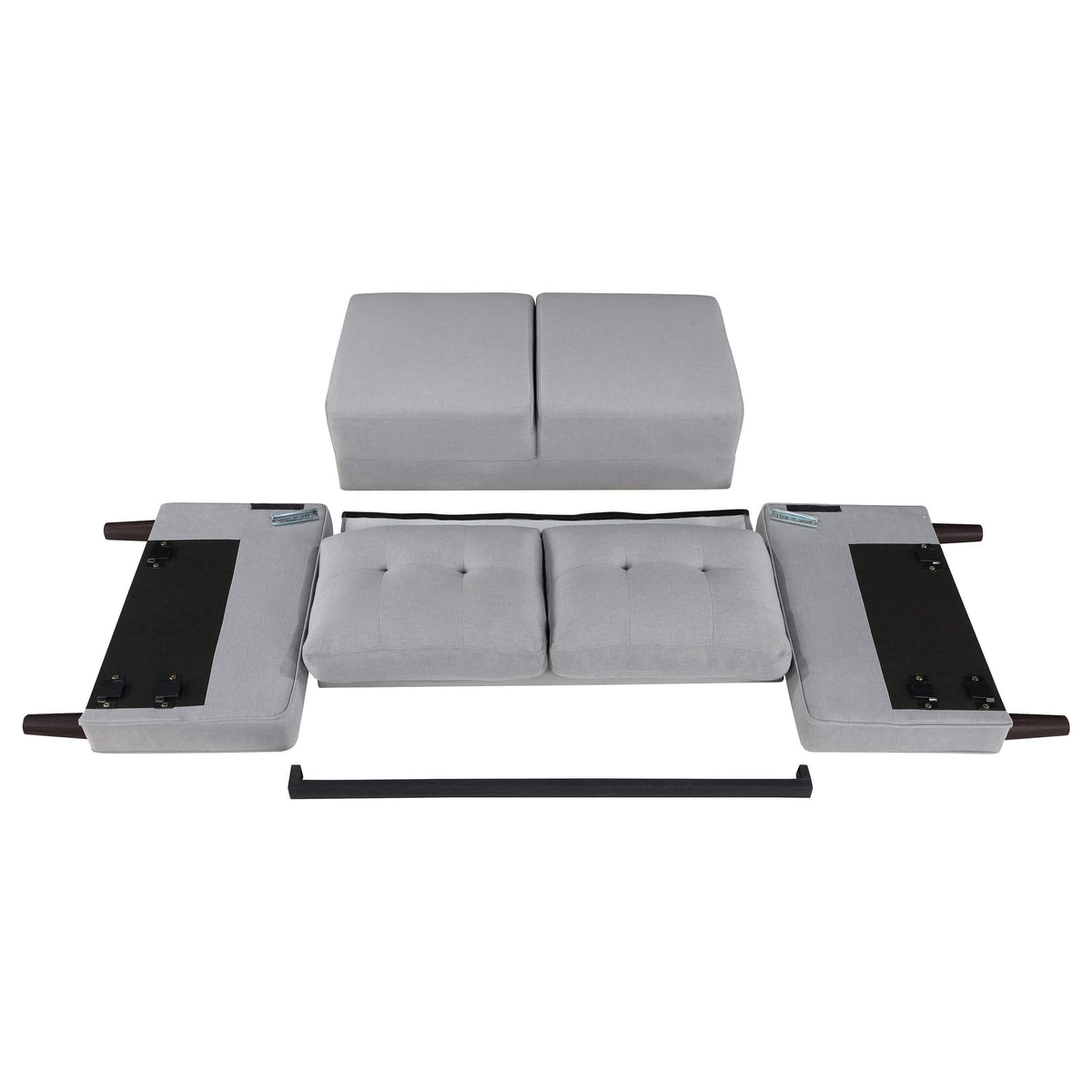Conjunto de sofá capitoné Bowen de 2 piezas tapizado con brazos, color gris
