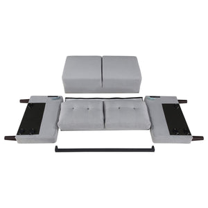 Conjunto de sofá capitoné Bowen de 2 piezas tapizado con brazos, color gris