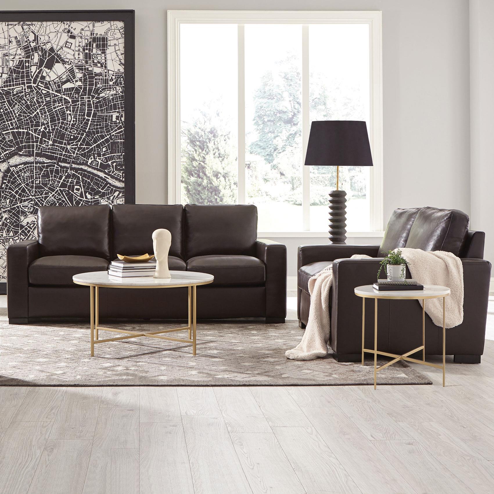 Boardmead 2-piece Upholstered Track Arm Sofa Set Dark Brown
