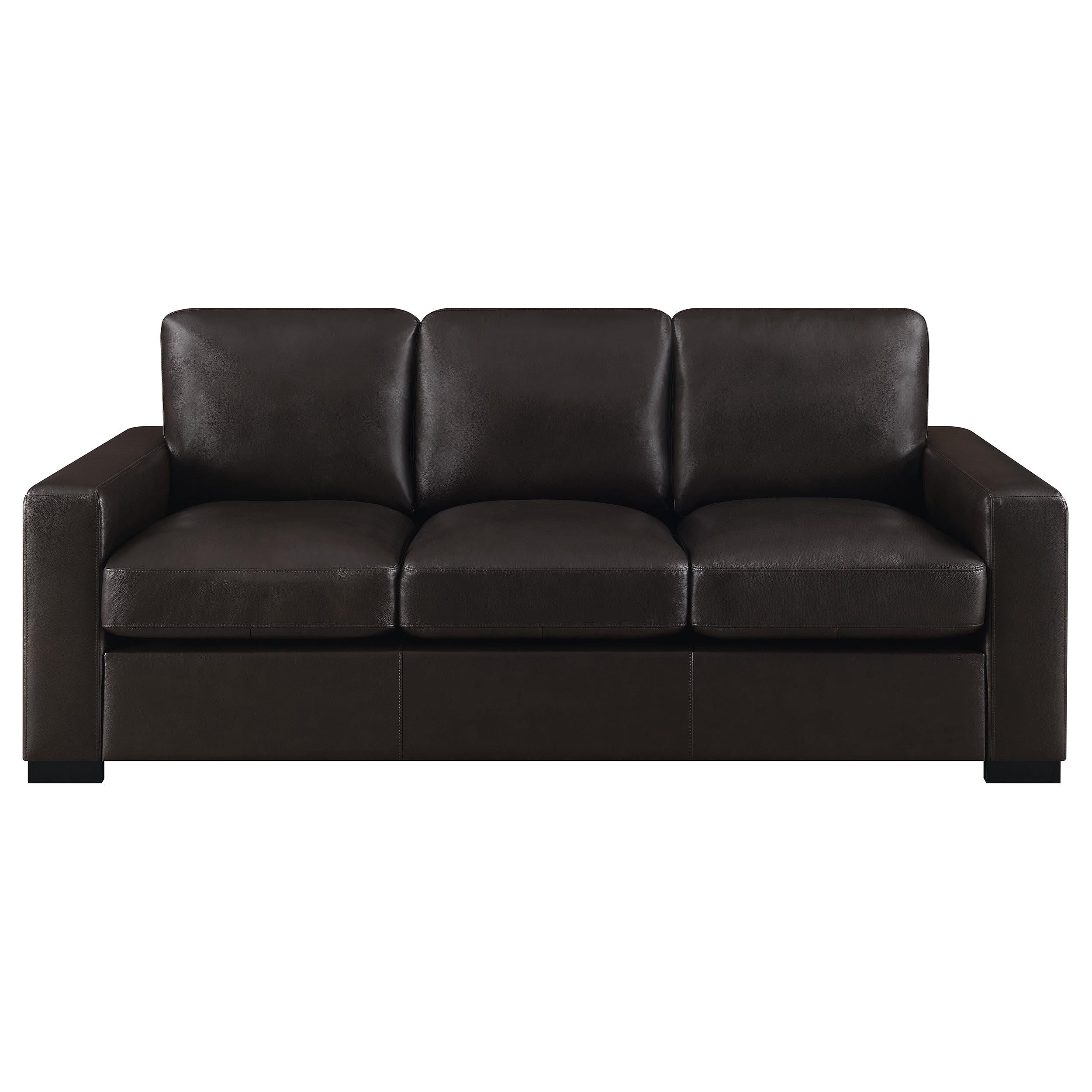 Boardmead 2-piece Upholstered Track Arm Sofa Set Dark Brown