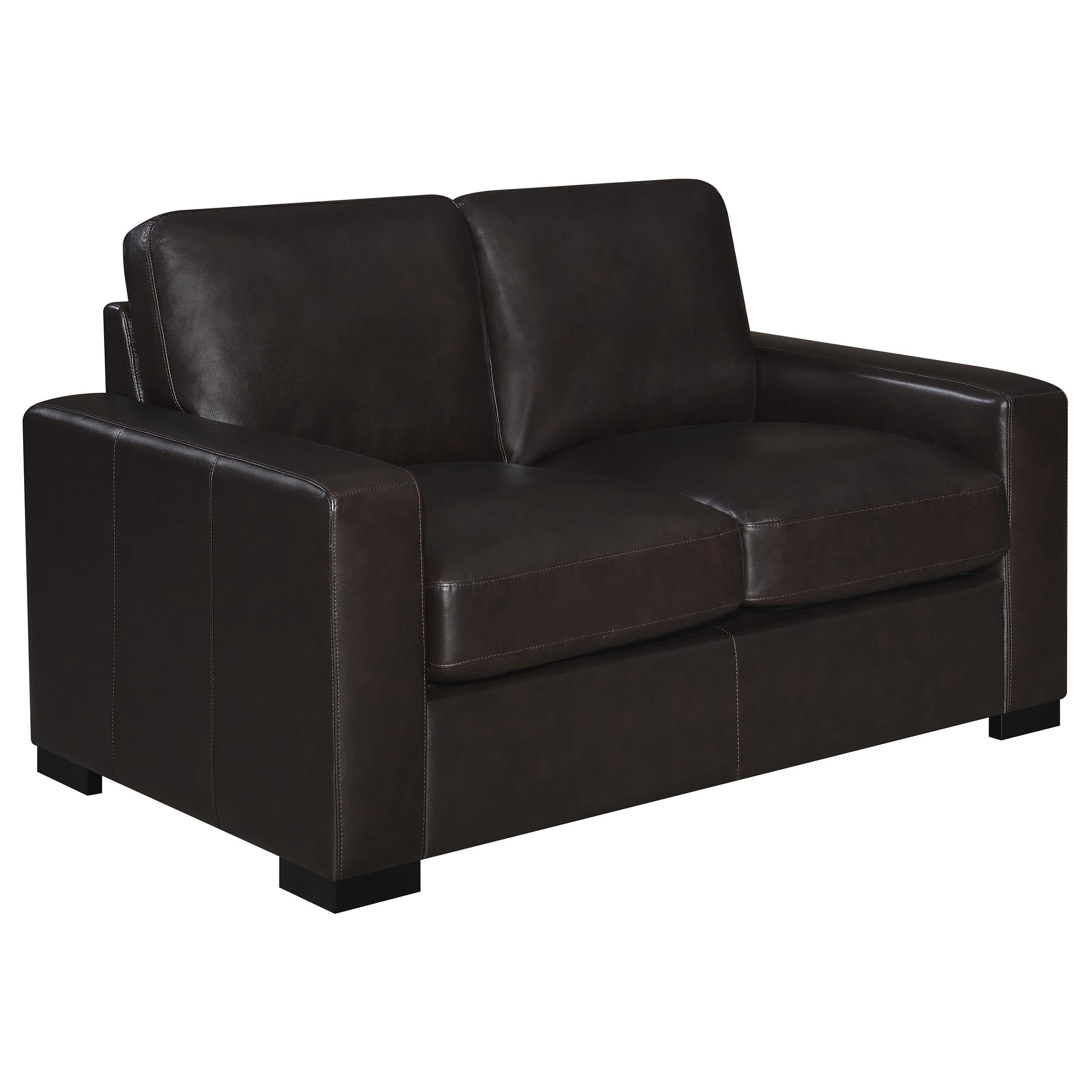 Boardmead 2-piece Upholstered Track Arm Sofa Set Dark Brown