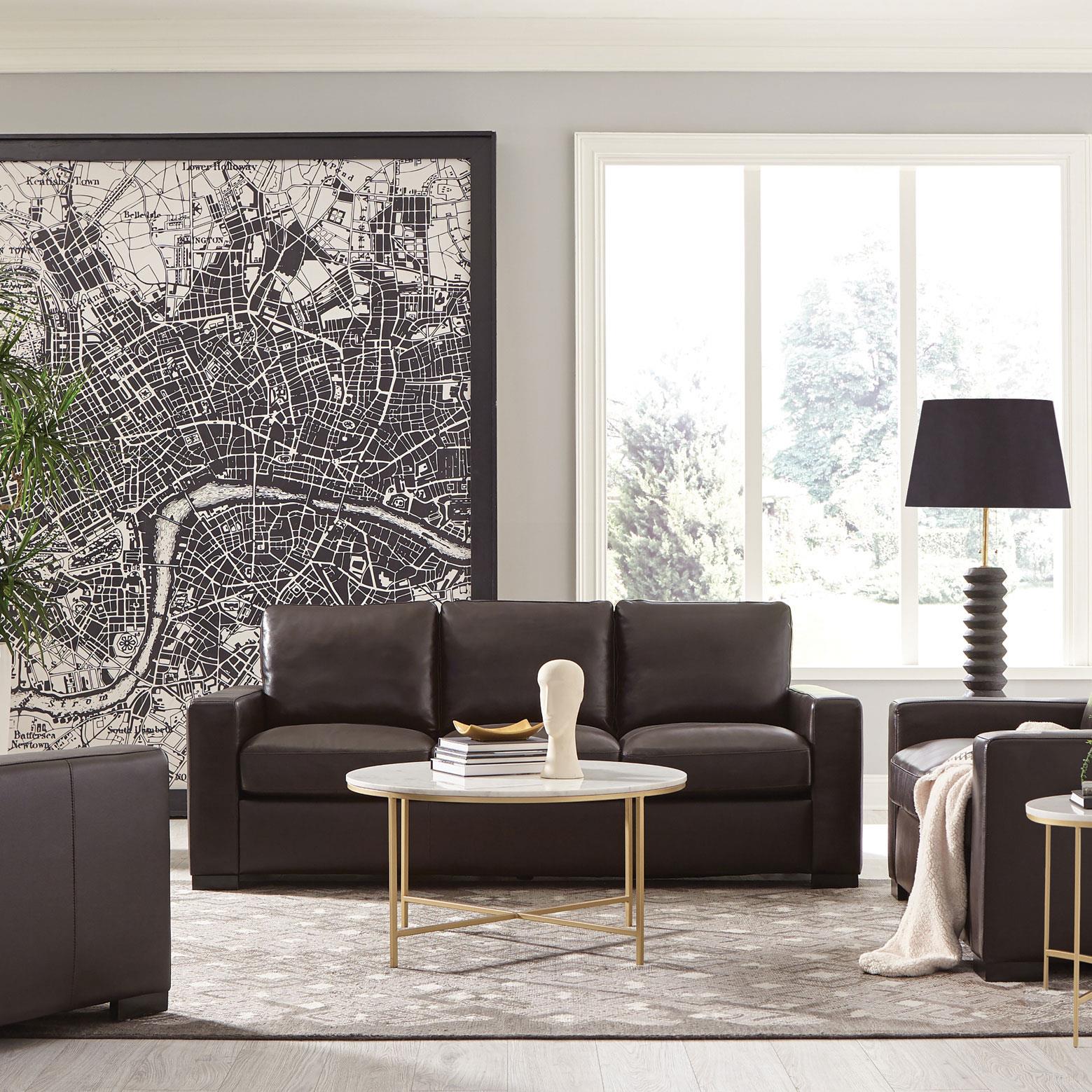 Boardmead Upholstered Track Arm Sofa Dark Brown
