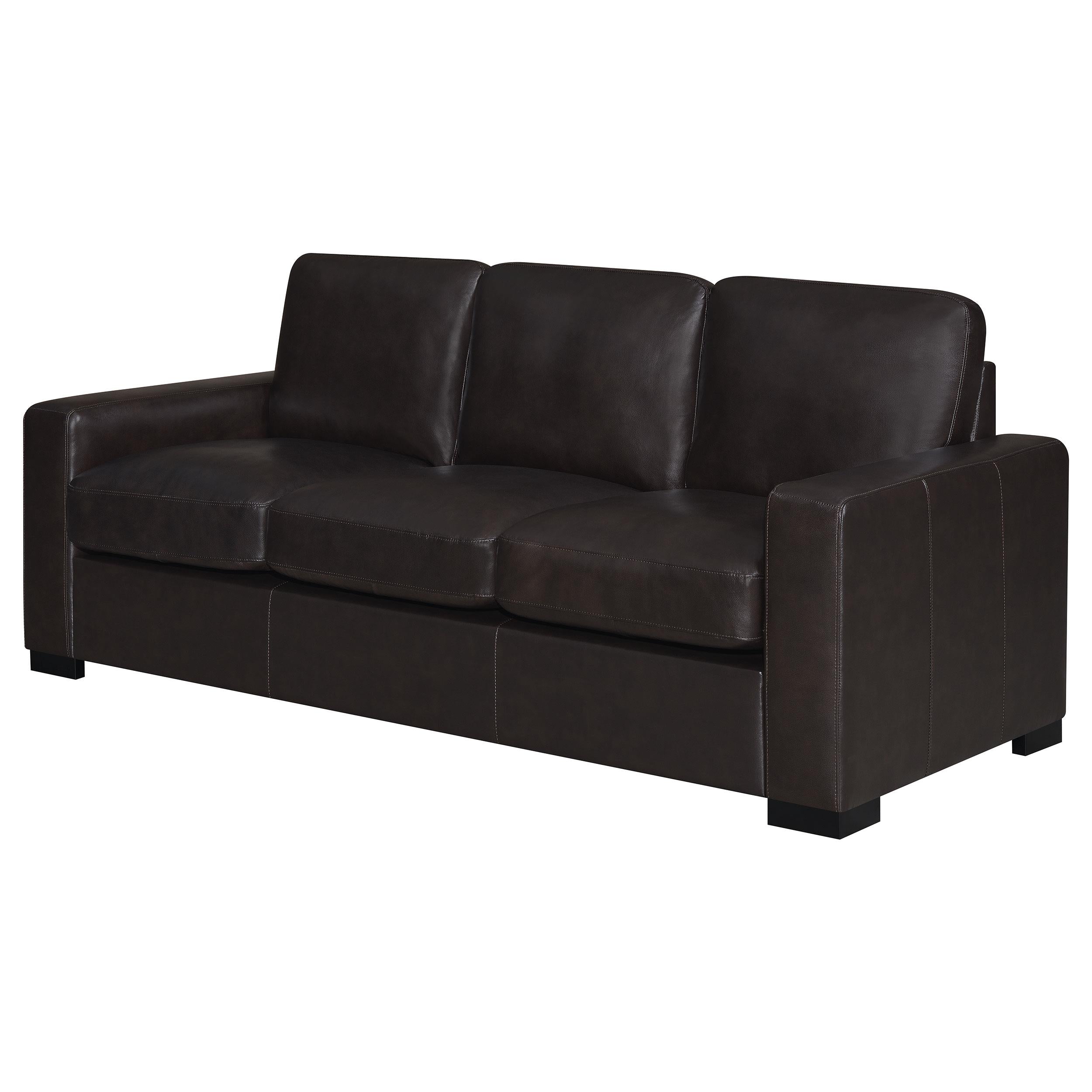 Boardmead Upholstered Track Arm Sofa Dark Brown