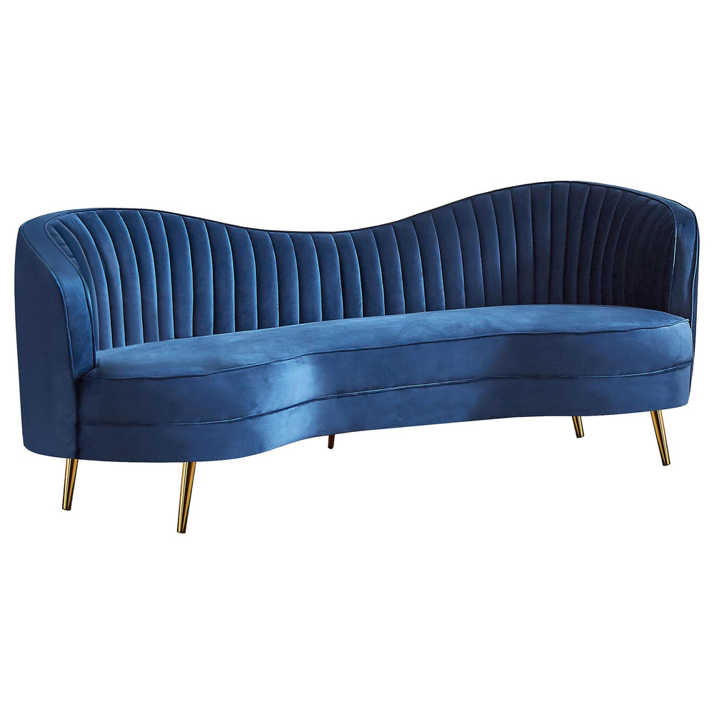 Conjunto de sofá de dos piezas Sophia con capitoné y tapizado en azul