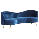 Conjunto de sofá de dos piezas Sophia con capitoné y tapizado en azul