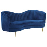 Conjunto de sofá de dos piezas Sophia con capitoné y tapizado en azul