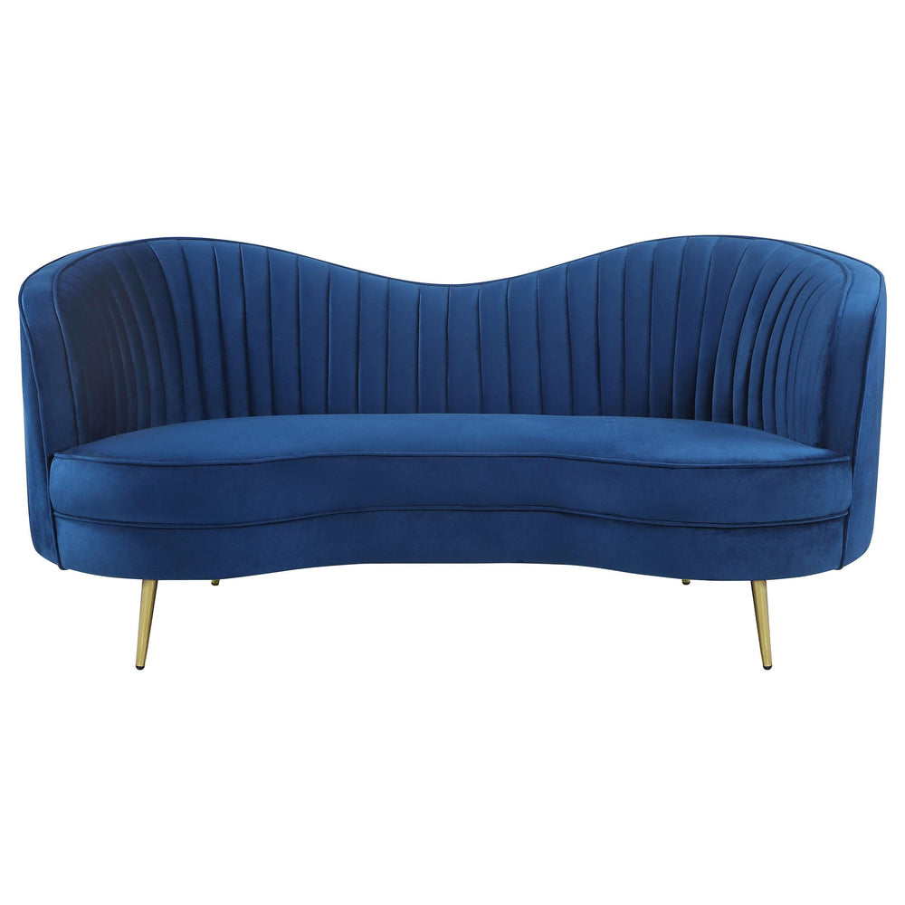 Conjunto de sofá de dos piezas Sophia con capitoné y tapizado en azul