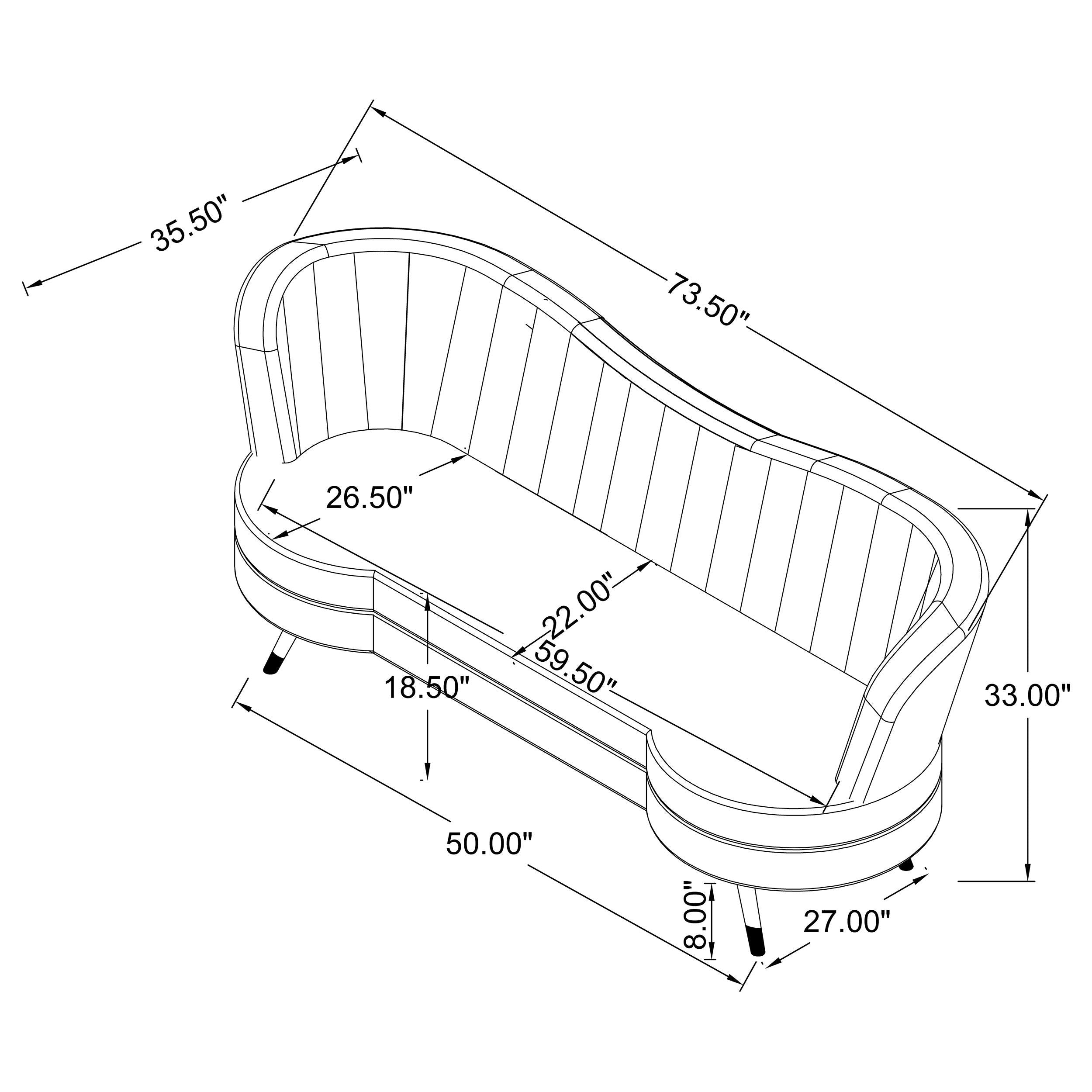 Sophia 2-piece Upholstered Channel Tufted Sofa Set Blue