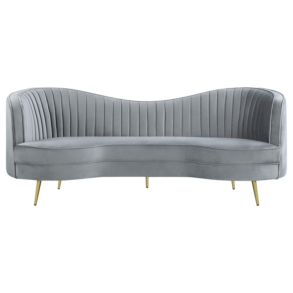 Conjunto de sofá tapizado de 3 piezas Sophia con capitoné gris
